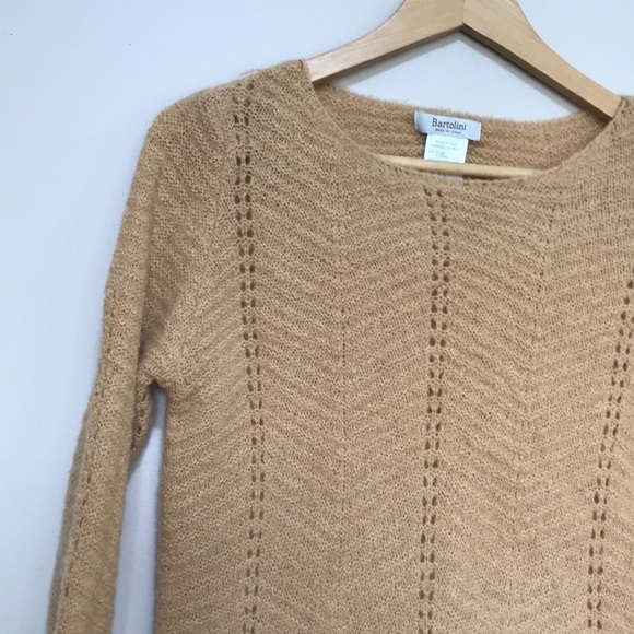 BARTOLINI tan mohair blend knit stretchy sweater S - Picture 2 of 7